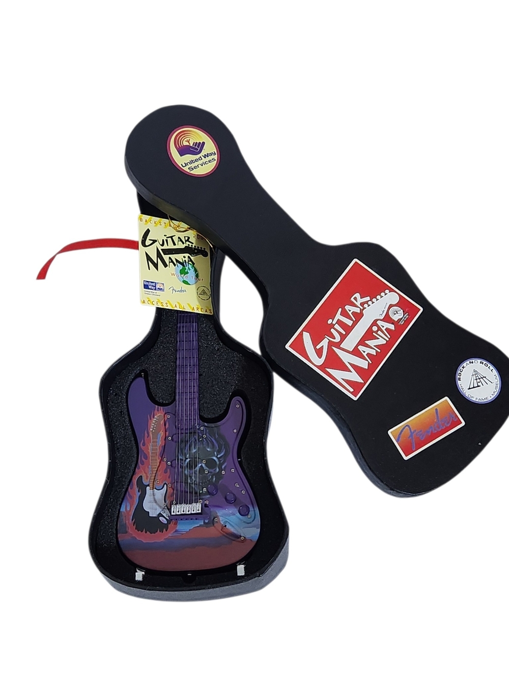 Guitar Mania Collectible Miniature Guitar with Stand Jimi Hendrix Flaming Guitar